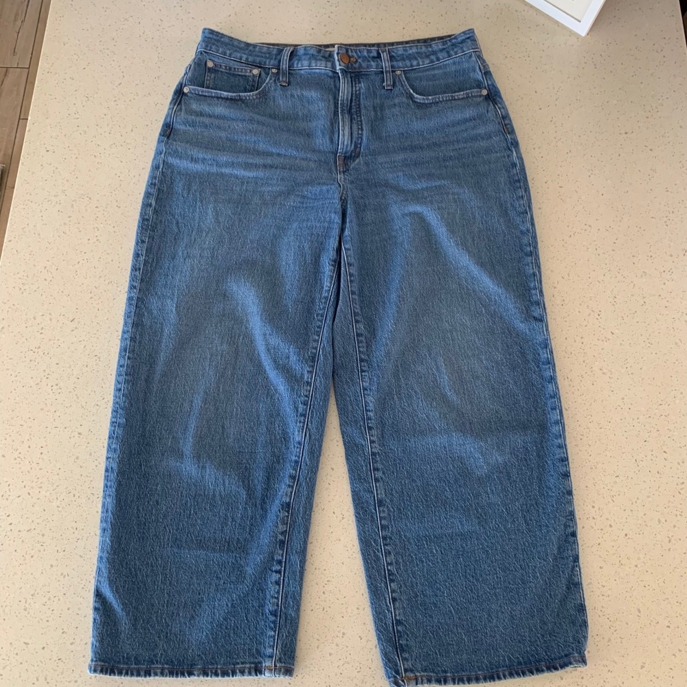 Madewell Curvy Perfect Vintage Wide-Leg Crop Jeans Blue Wash Size 32 High Rise